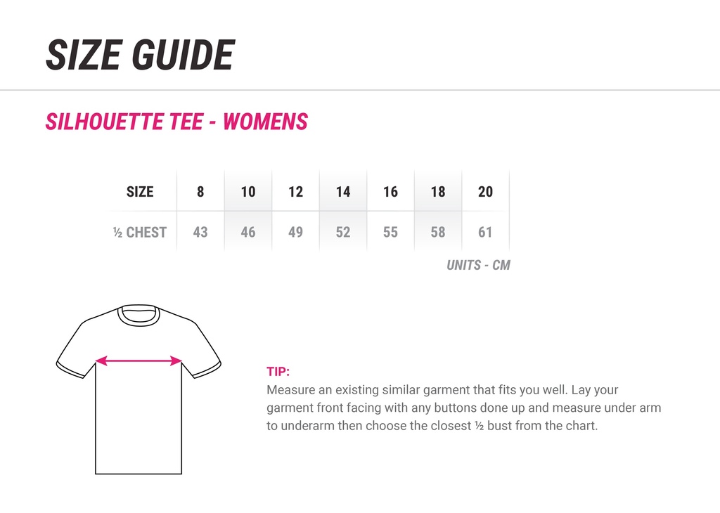 Womens T-Shirt Size Chart