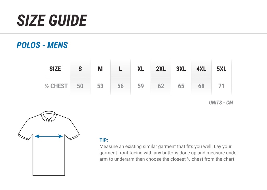 Mens Polo Size Chart